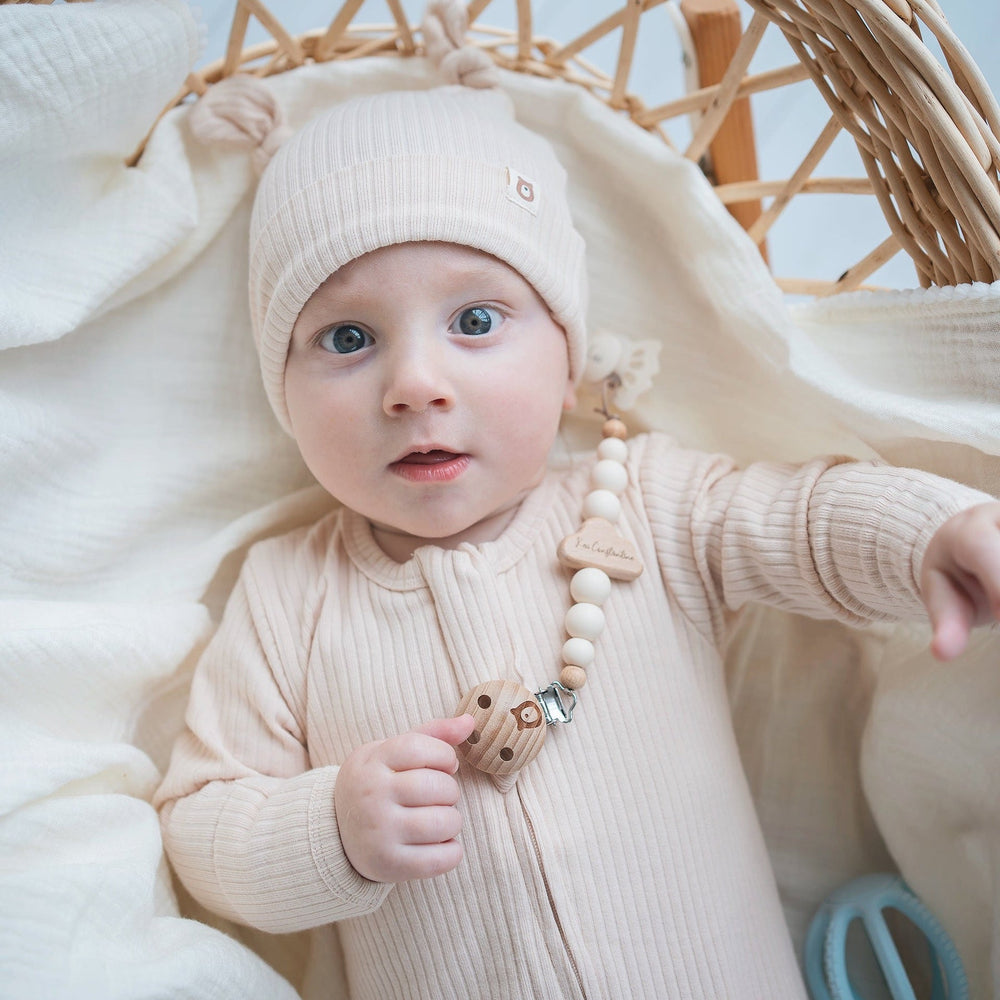 JBØRN Organic Cotton Ribbed Baby Sleep Suit and Hat