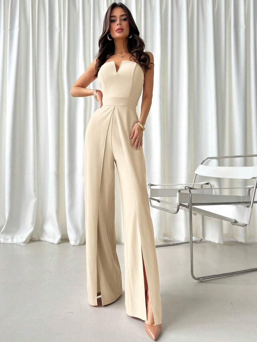 Firerie Women's Elegant & Burgundy Red Fitted Jumpsuit,Summer Seductive Party Fashionable Commuting Style,Suitable For Vacation,Date And Wedding