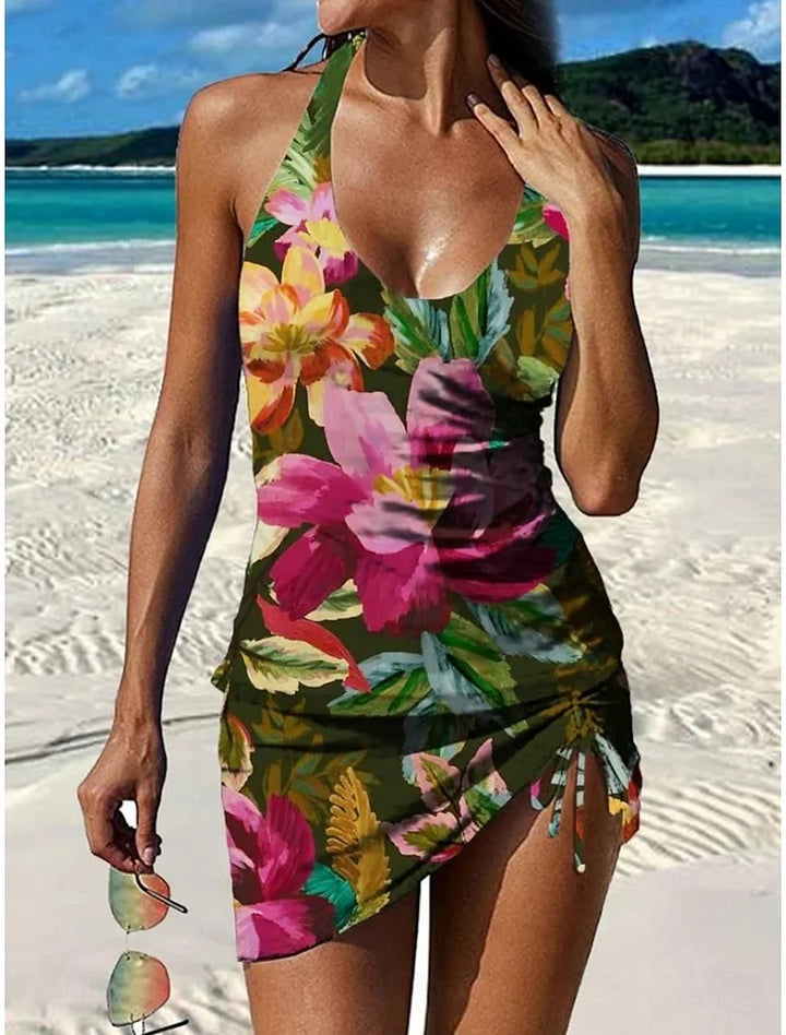 Fiesta | Completo tankini floreale con grafica che copre la pancia