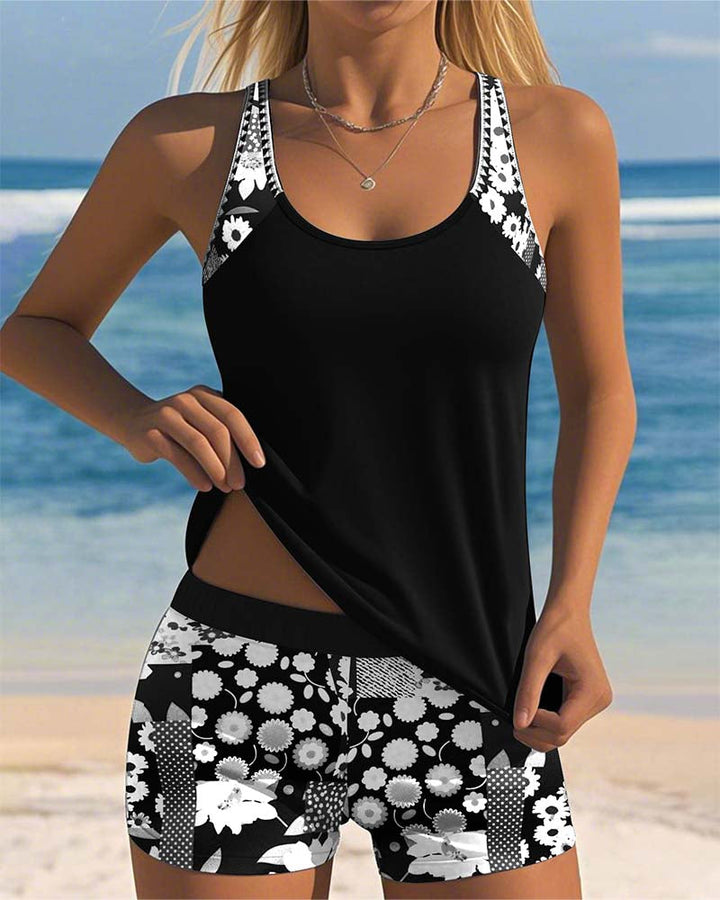 Blanca | Completo tankini che copre pancia e fondoschiena