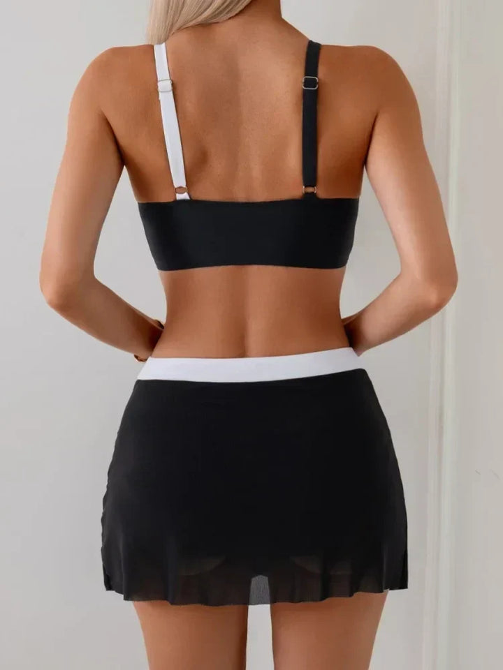 Vivian | Completo bikini color block con gonna mare