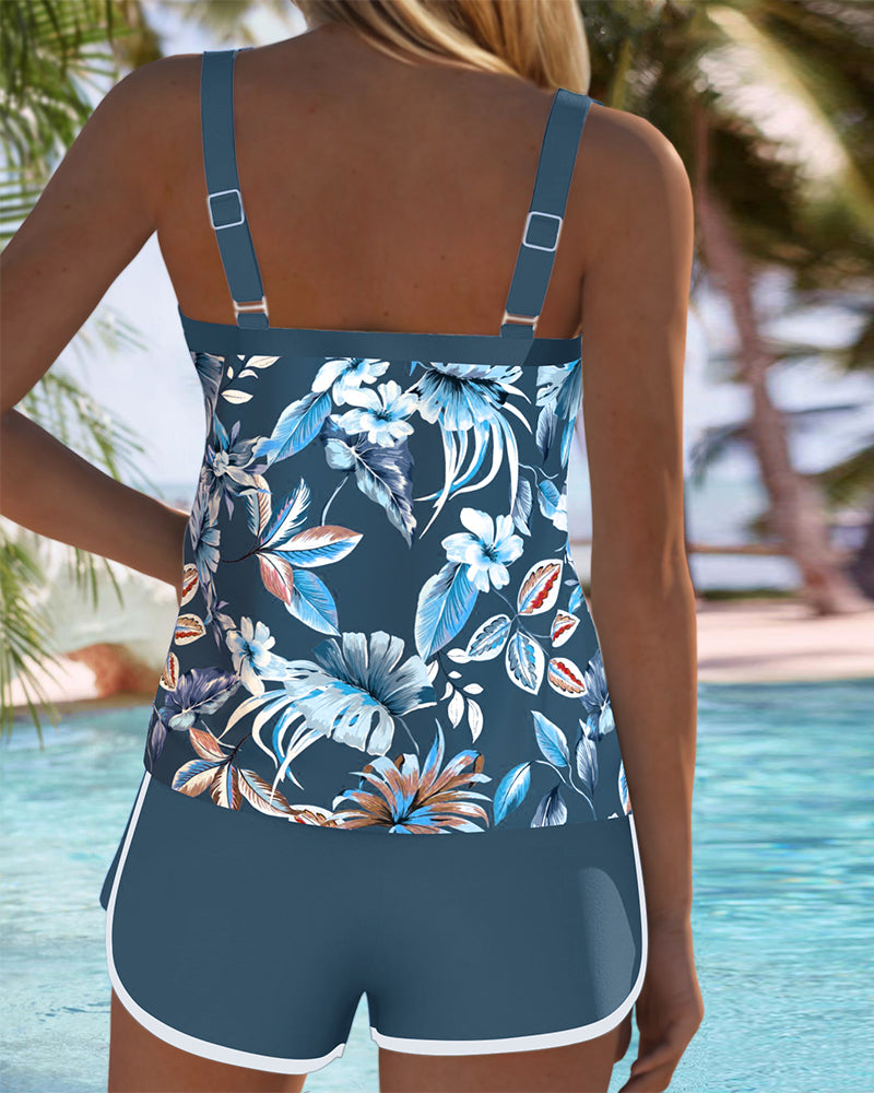 Imke | Tankini stampato senza maniche con scollo a U