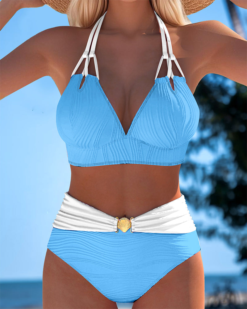 Lily | Costume a vita alta con doppia spallina e colore a contrasto