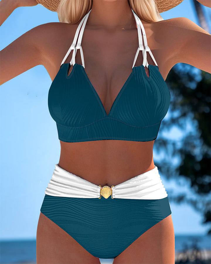Lily | Costume a vita alta con doppia spallina e colore a contrasto