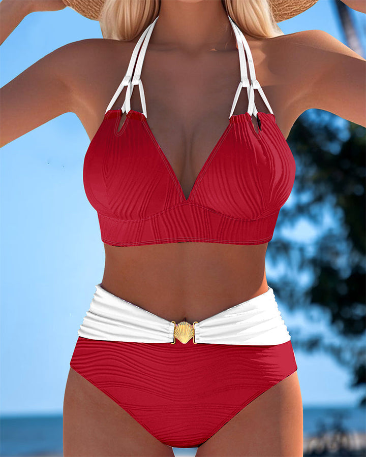 Lily | Costume a vita alta con doppia spallina e colore a contrasto