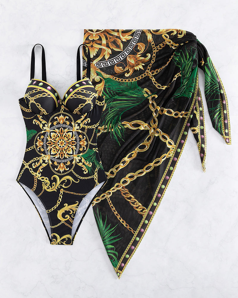 Darius | Costume intero effetto push-up con pareo abbinato