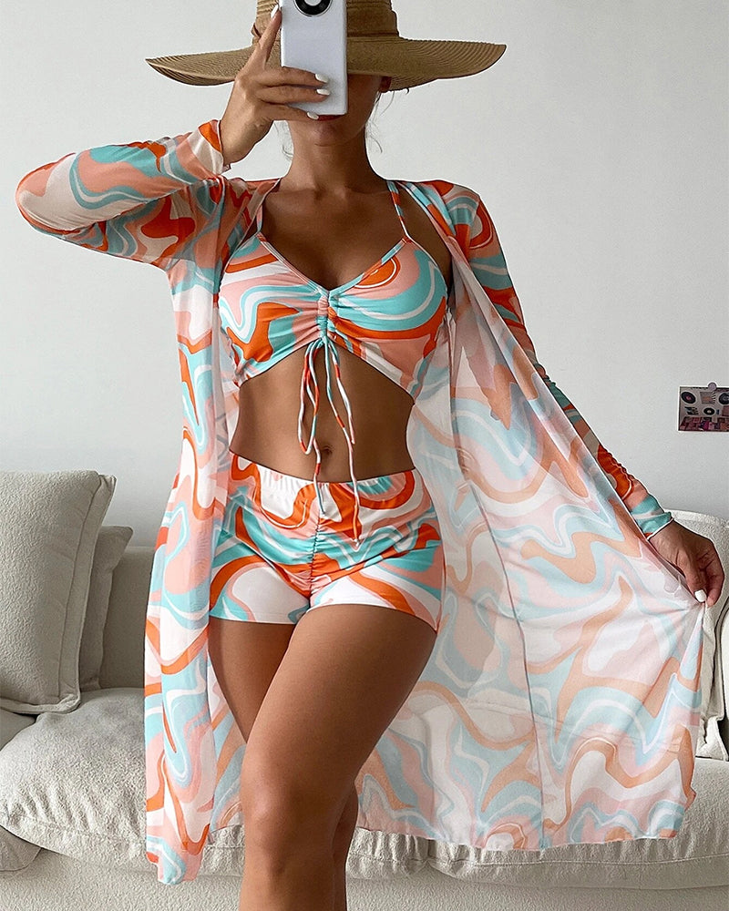 Claudia | Completo bikini 3 pezzi con stampa