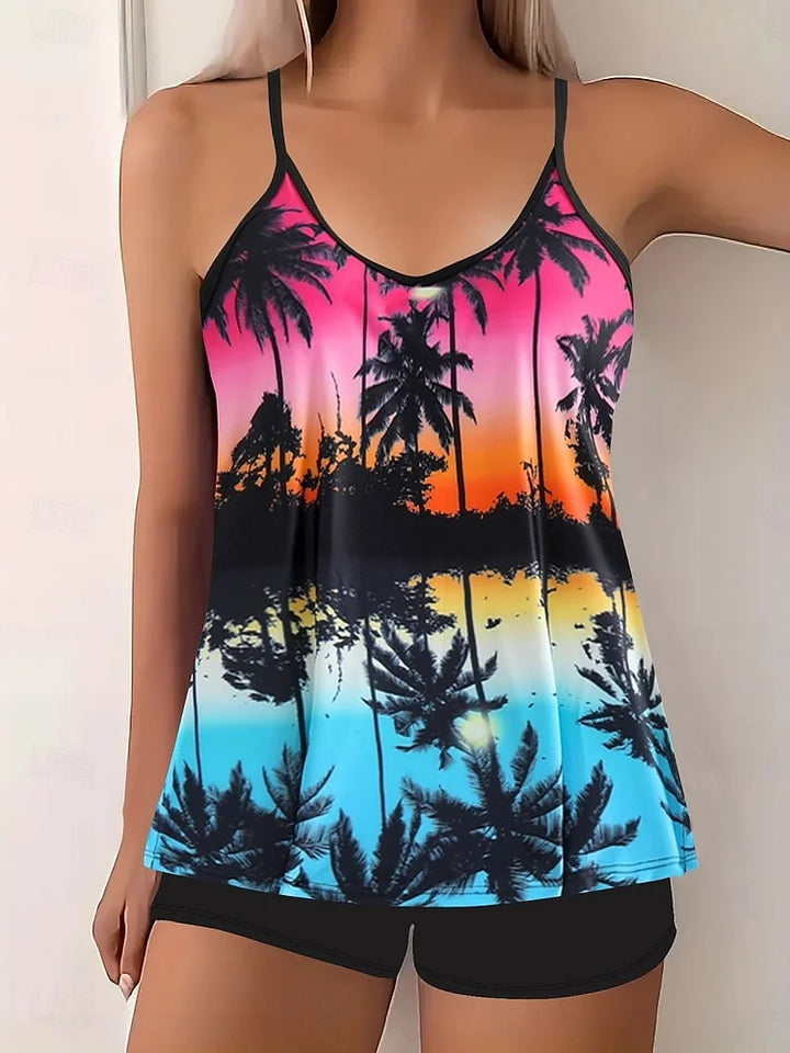 La Habana | Completo tankini con stampa tropicale e shorts mare