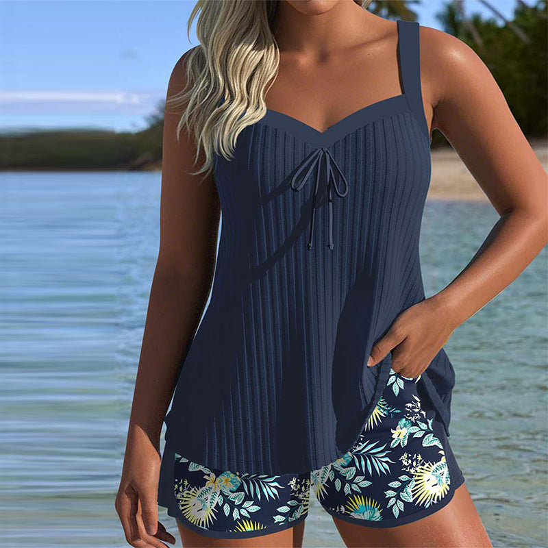 Julia | Tankini a righe con slip mare, due pezzi