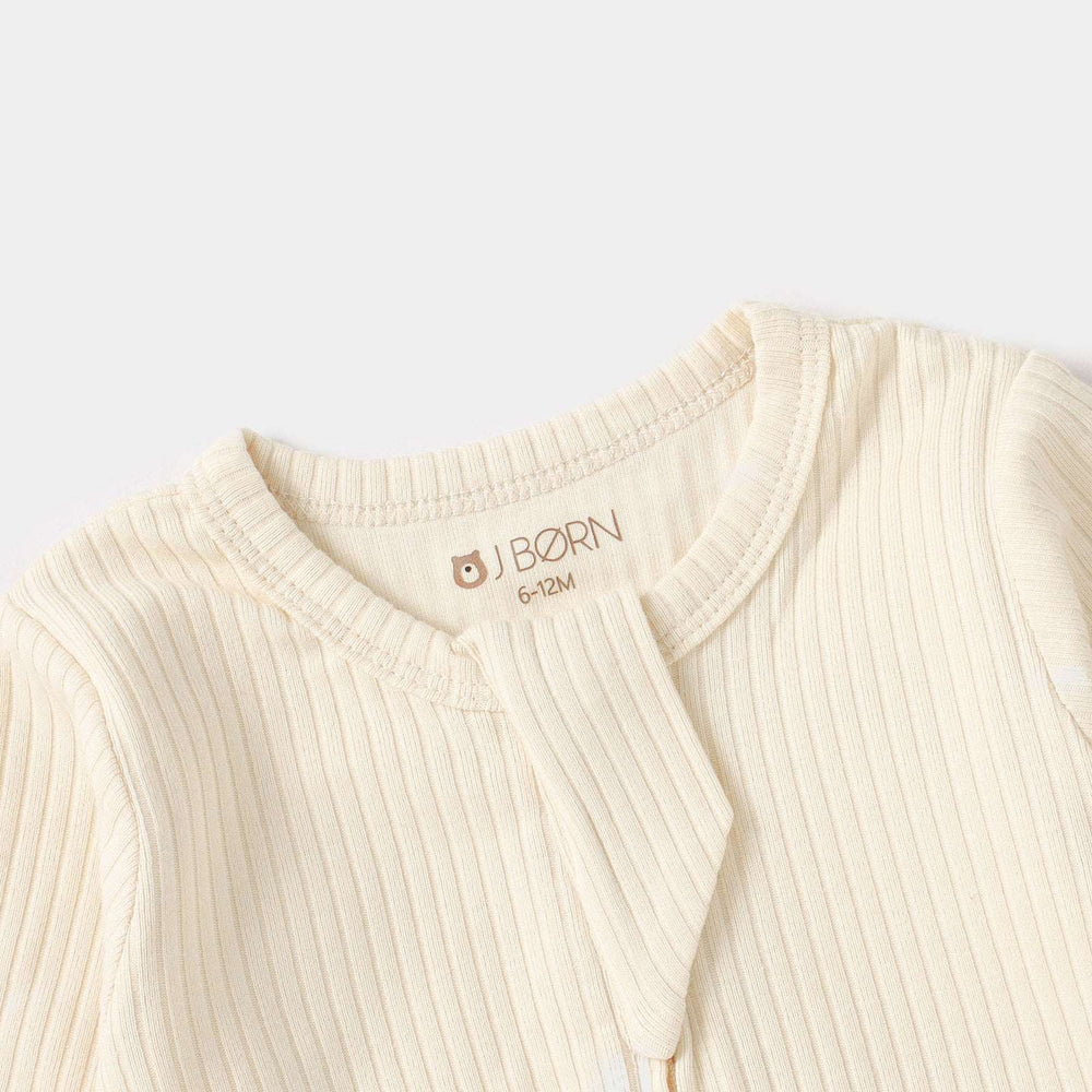 JBØRN Organic Cotton Ribbed Baby Sleep Suit and Hat