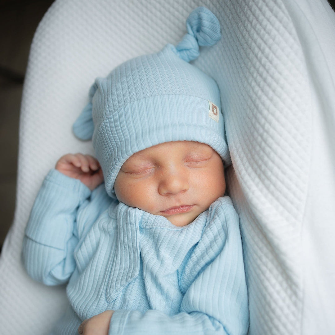 JBØRN Organic Cotton Ribbed Baby Sleep Suit and Hat