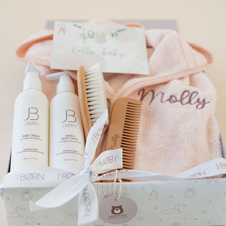 JBØRN Baby Spa Gift Set | Bathrobe, Hairbrush Set &amp; Skincare