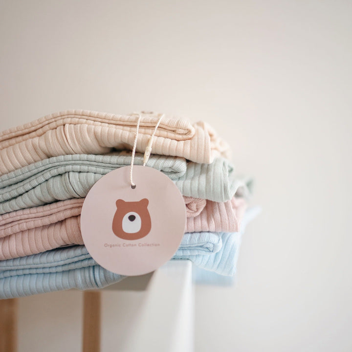 JBØRN Organic Cotton Ribbed Baby Sleep Suit and Hat