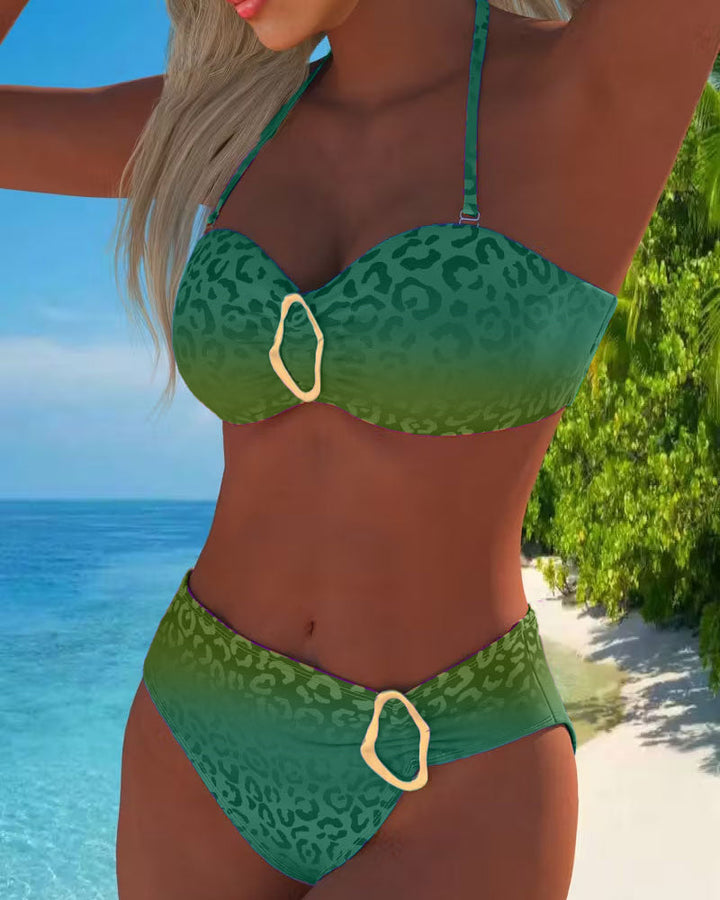 Sofía | Costume con scollo halter e stampa leopardata sfumata