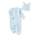 JBØRN Organic Cotton Ribbed Baby Sleep Suit and Hat