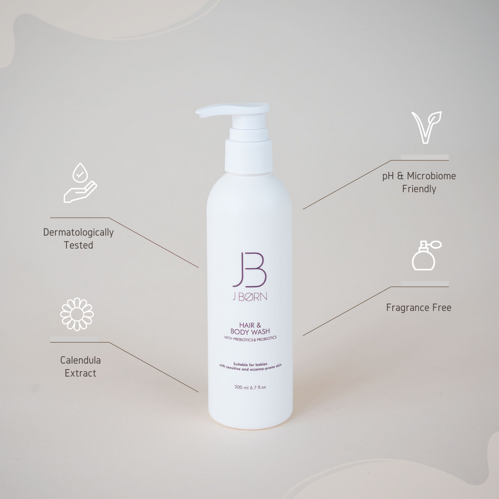 JBØRN Baby Spa Gift Set | Bathrobe, Hairbrush Set & Skincare